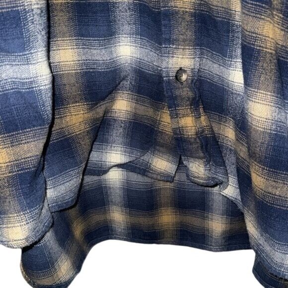 Mens Woodland Trail Blue & Tan Plaid Button-Up Shirt 3X Cotton/Rayon Blend Made - Picture 5 of 9